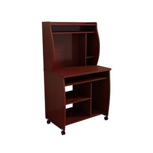 Chariot de rangement mobile en acajou pour micro-ondes avec étagères et porte-épices, roulettes verrouillables, chariot utilitaire pour ordinateur - Product Image 3