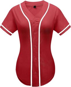 V-Neck Short Sleeve Baseball Jersey With <b>Red</b> Trim Quick Dry Polyester Casual Sport Shirt Summer Wear - Product Image 4