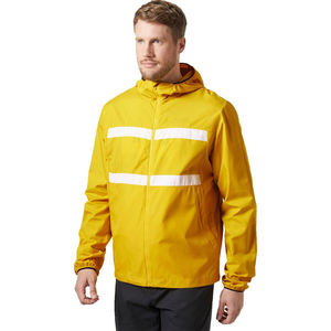 Chaqueta Cortavientos con Capucha para Hombre, Amarilla, de Alta Calidad, Impermeable, Ligera, Deportiva, Transpirable, con Rayas, Informal - Product Image 1