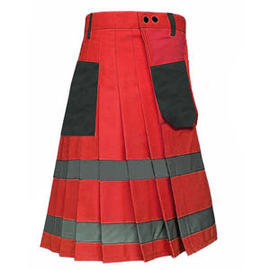 Ceinture de kilt utilitaire réfléchissante rouge et grise pour pompier écossais traditionnel, boucles pour ceinture, 2026 - Product Image 1