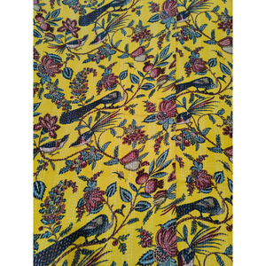 Reversible <b>Floral</b> Block Print <b>Bed</b> <b>Sheet</b> Yellow Red Blue Pattern Home Decor Gift for Her From Rajasthan All-Season Double Size - Product Image 4