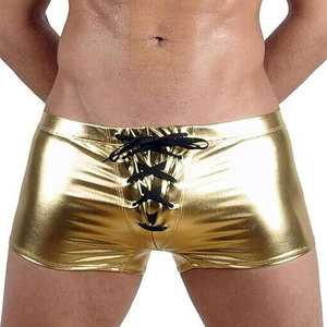 Calzoncillos de cuero sintético de moda para hombre, lencería sexy para discoteca, bragas de cintura alta de cuero PU al por mayor, ropa sexy para hombre para discoteca - Product Image 2