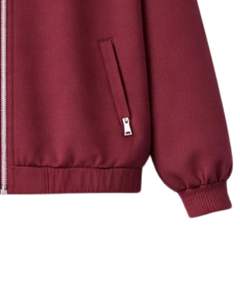 Ensemble de survêtement pour femme bordeaux personnalisé, veste zippée et pantalon de jogging, tenue de sport décontractée deux pièces avec bordure contrastante blanche - Product Image 6