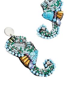 Anaheim estilo clásico bajo el mar adornado Seahorse Huggie pendientes con perla diamante para fiestas de boda o regalos - Product Image 3