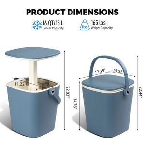 All Weather Outdoor 4 Gallon Portable <b>Cooler</b> Table with Side Handle Lift Top Lid and Bottle Opener Resistant PA <b>Material</b> - Product Image 3
