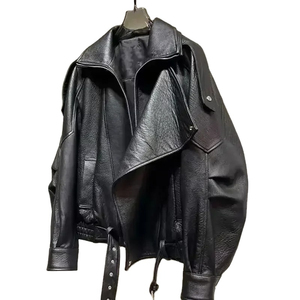 Chaqueta de Cuero Genuino para Mujer, Estilo Motero, de Piel de Cordero Suave, Fabricación Directa de Fábrica, Personalizable OEM - Product Image 2