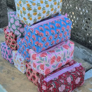 Bohemian Toiletry Bag Floral Cotton Cosmetic Bag Zipper Closure Multi-Function Travel <b>Makeup</b> Pouch Medium Size Embroidered - Product Image 3