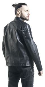 Men Genuine <b>Lambskin</b> <b>Leather</b> Trucker <b>Jacket</b> Black Fur Collar Winter Motorcycle <b>Jacket</b> - Product Image 5