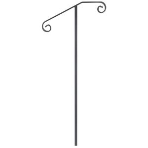 Corrimano singolo in legno con supporto in ferro battuto, piantana lunga per 1-2 gradini, corrimano di sicurezza - Product Image 6