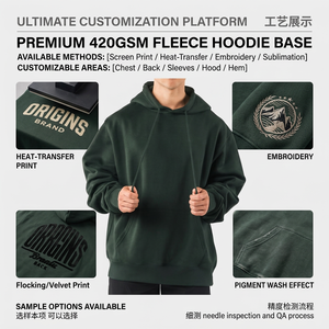 Sweat à capuche unisexe en molleton épais 280g, personnalisable avec impression en silicone en relief, vierge, coton et polyester, coupe oversize, écologique - Product Image 5