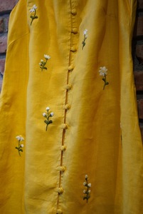 Robe longue jaune sans manches avec broderie florale, coupe ample, décontractée, pour le printemps, en coton tissé - Product Image 3