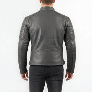Veste de moto tendance, imperméable, coupe-vent, respirante, de haute qualité, pour homme, en cuir véritable, durable, confortable, coupe régulière, toutes tailles - Product Image 4