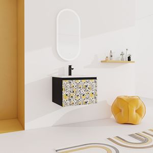 24-Inch <b>Wall</b> Mounted <b>Floating</b> Bathroom Vanity with Ceramic Sink & Soft-Close Cabinet Door Ready-to-Assemble (KD) Package - Product Image 4