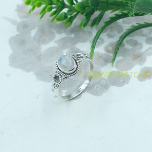Natural Blue Moonstone <b>Ring</b> 925 Sterling <b>Silver</b> Handmade Vintage Rope Bezel <b>Statement</b> <b>Ring</b> for Women Boho Gemstone Jewelry her - Product Image 6