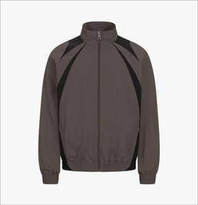 Ensemble deux pièces sportif pour homme, marron uni, à capuche, entièrement zippé, léger, imperméable, en polyester, vêtements de sport d'automne - Product Image 6