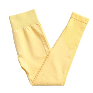 Ensemble de yoga 2 pièces respirant, taille élastique mi-haute, texturé, sans couture, avec soutien-gorge rembourré, grande taille, en Spandex/Nylon, pour le sport - Product Image 4
