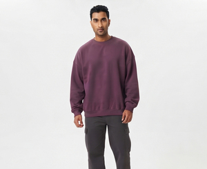 Sweat-shirt en molleton personnalisé pour homme, 100 % coton épais, coupe ample, épaules tombantes, col rond, style décontracté streetwear, OEM ODM - Product Image 5