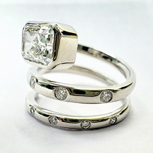 Anillo en Espiral con Diamante Cultivado en Laboratorio, Corte Radiante, 1.25 CTW, Certificado IGI, Platino Sólido PT950, Engaste de Bisel, Joyería - Product Image 6