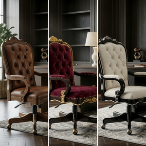 Chaise de <span class=keywords><strong>bureau</strong></span> de direction néo-classique à dossier haut en bois massif, chaise de <span class=keywords><strong>bureau</strong></span> pivotante en <span class=keywords><strong>cuir</strong></span> sur mesure, certification d'ingénierie FF&E - Product Image 6