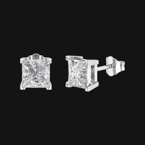Boucles d'oreilles carrées en moissanite étincelante, serties d'argent poli, conçues pour un style moderne, ajoutant une touche d'élégance hip-hop discrète. - Product Image 1