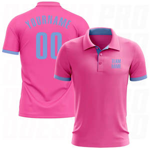 Polos personnalisés à manches courtes pour hommes, polos de golf rose et bleu clair, polos de golf performants, respirants et anti-transpiration - Product Image 1