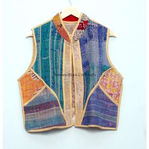 Chaleco de punto de algodón vintage para mujer, estilo indio con patchwork, multicolor, transpirable, de grosor estándar, para invierno. - Product Image 6