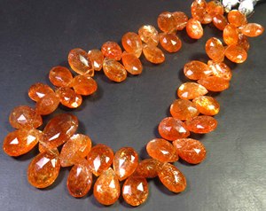 Perles de pierre de soleil naturelle de haute qualité, facettées en poire, orange, à éclat complet, effet confettis arc-en-ciel, 8-16 mm, brin de 8 pouces, pour bijoux - Product Image 5