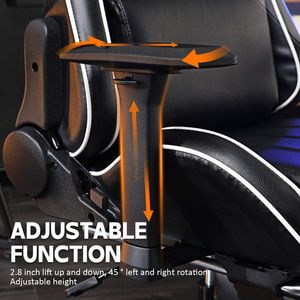 Sedia da Gaming Ergonomica per Adulti, Capacità 180 kg, Comoda Sedia da Ufficio in PU con Supporto Lombare Regolabile per Persone Robuste, Ideale per Sala Giochi - Product Image 5