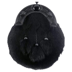 Custom Wholesale Scottish Black Fur Sporran 3 Tassels Kilt Sporran With <b>Chain</b> <b>Belt</b> Factory Supplies - Product Image 1