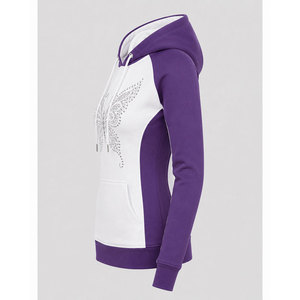 <b>Women's</b> Purple <b>White</b> Color Block <b>Hoodie</b> Rhinestone Butterfly Sequined Front Casual Sweatshirt Regular Fit Autumn Wear - Product Image 6
