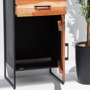 Armoire industrielle 2 portes Vandana Merino Aureo – Design moderne en métal et bois pour rangement - Product Image 4