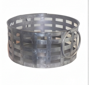 Premium Round <b>Metal</b> <b>Storage</b> <b>Basket</b> With Handle Rustic Style Multi Purpose Circle Shape For Neatening and <b>Storage</b> - Product Image 3