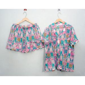 Nueva Llegada: Conjunto de Pijama Corto de Verano 100% Algodón con Estampado Simple a Mano, Suave, Ligero y Cómodo para Mujer - Product Image 3