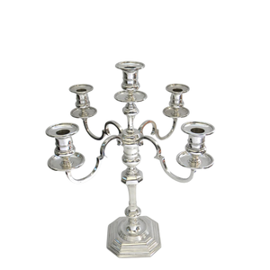 Top Quality <b>Dinner</b> Table Top Decor Metal <b>Candle</b> Stand Antique Finishing <b>Candle</b> Holder Set Of 1 Silver Aluminium 5-Arm Candelabra - Product Image 3