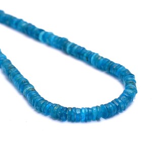 GEMS PARADISE Natural Blue Apatite Smooth Heishi Tyre Shape Gemstone Beads 4/5mm Loose <b>Spacer</b> Blue Beads Jewelry Making Bulk - Product Image 1