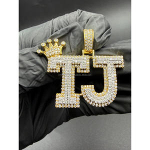 Custom <b>Initial</b> Crown <b>Pendant</b> Iced Out Lab Grown Diamond Hip Hop Necklace Gold Bling Chain Gift - Product Image 1