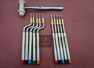 Kit d'osteotomes pour sinus lift dentaire Btech Enterprises, comprenant des osteotomes droits, des osteotomes coudés, des mallettes Ball Mead et une cassette, modèle argenté BE-4502 - Product Image 2
