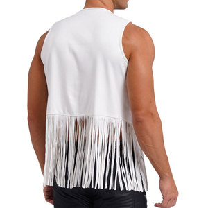 <b>Men</b> <b>White</b> Genuine Leather Woolen Casual Winter Vest Motorbike Biker <b>Waistcoat</b> Sleeveless Custom Logo OEM Service - Product Image 5