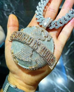 Pendentif personnalisé en moissanite sertie de pierres, en argent sterling 925 plaqué or, style hip-hop, pour homme et femme, produit le plus vendu - Product Image 1