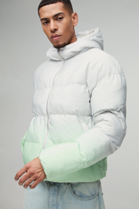 Blouson matelassé décontracté pour homme, coupe droite, coupe-vent, style urbain, avec empiècements dégradés, rembourrage en polyester - Product Image 2