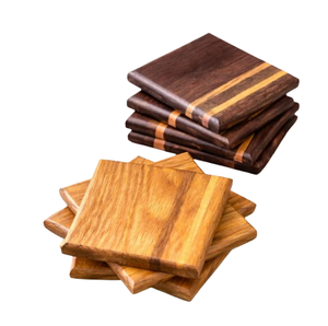Acacia Wooden Coffee & Wine Set Modern Square Hand Engraved Wooden Customized <b>Tea</b> <b>Coaster</b> Dinnerware Wooden <b>Coaster</b> - Product Image 2