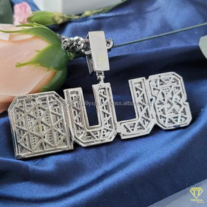 สร้อยคอจี้เพชร "สลัม" สำหรับผู้ชายผู้หญิงทำจากลิงก์คิวบา - Product Image 4