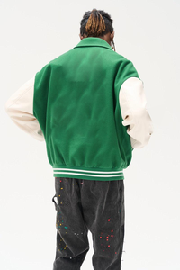 100% PU Coated Stand Collar <b>Waterproof</b> Patchwork Chenille Embroidery Customized Logo Printing High Quality Men Varsity <b>Jacket</b> - Product Image 4