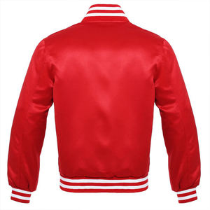 Chaqueta Bomber Varsity Clásica Roja para Hombre, con Ribete Acanalado a Rayas, Botones a Presión, Estilo Letterman, Ligera, Deportiva, Informal - Product Image 6