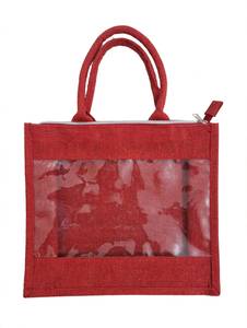 Sac cadeau en jute vert avec fenêtre transparente, taille moyenne, origine Bengale occidental, sac de shopping, sac d'emballage personnalisé avec logo pour boutique de détail - Product Image 4
