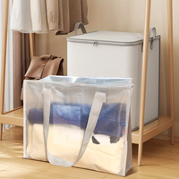 Sac PP en tissu tissé transparent de grande capacité avec couverture anti-poussière bonne conception pour le déménagement et le stockage à domicile
