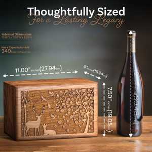 Caja Rectangular Tallada a Mano en Madera Maciza con Diseño de Ciervo y Árbol para Decoración de Mesa - Product Image 2