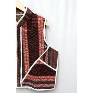 <b>Women's</b> Knitted Cotton Vintage <b>Vest</b> Jacket Patchwork Indian Style Multicolor Winter Breathable Eco-Friendly V-neck Short Button - Product Image 3