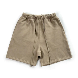 Men's Solid <b>Black</b> Polyester Worsted Breathable Elastic Waist Casual Knitted Sport Yoga Shorts OEM Service - Product Image 2