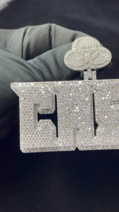 Colgante de Placa con Nombre de Moissanita Iced Out, Collar de Lujo Personalizado Estilo Hip Hop, Joyería de Dije para Hombres y Mujeres - Product Image 4